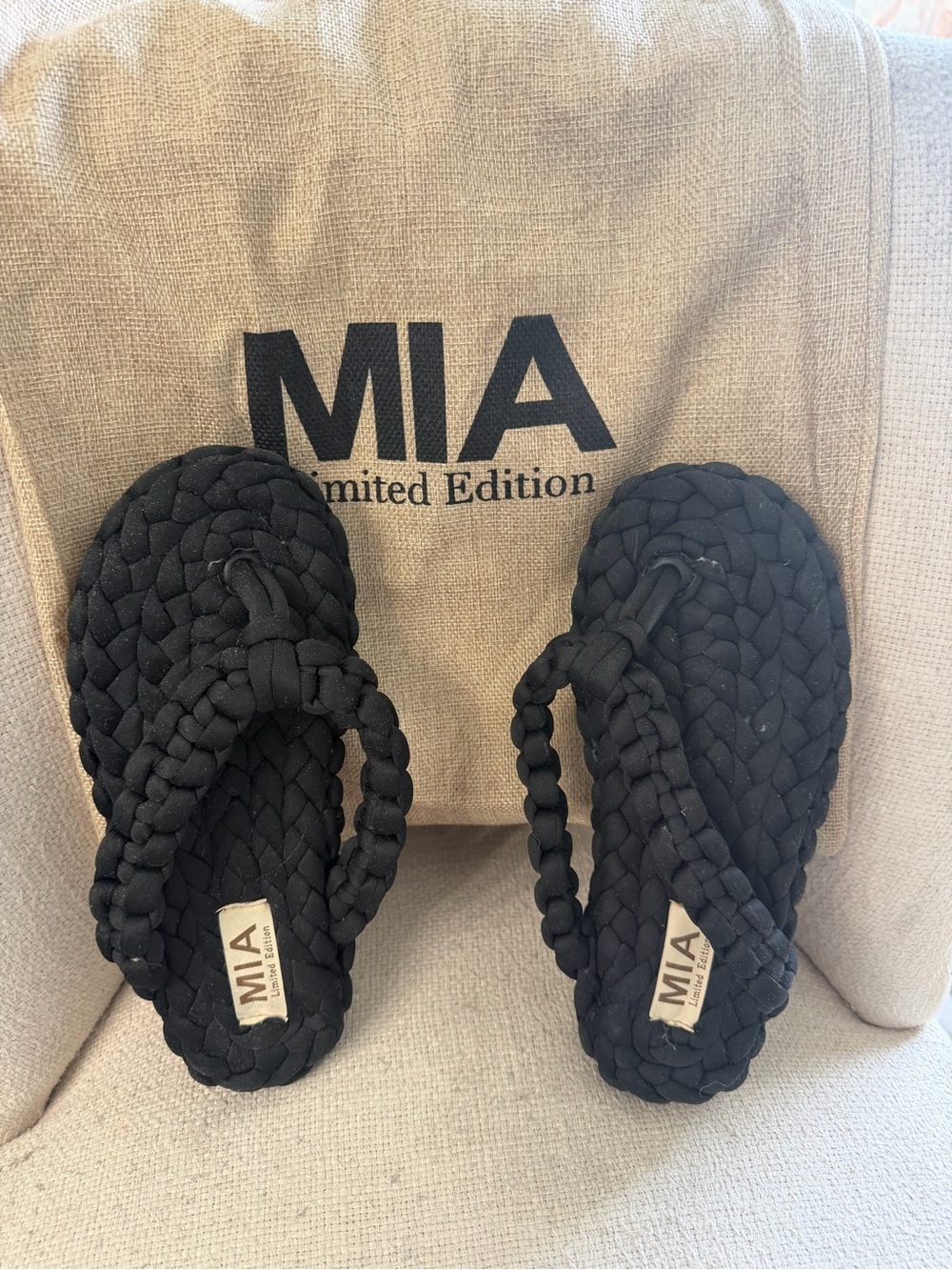 MIA Women’s New Limited Edition Braided Black Slip-On Sandals